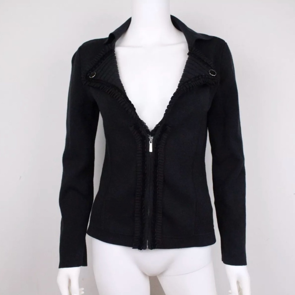 White House Black Market Half Zip Jacket Frills